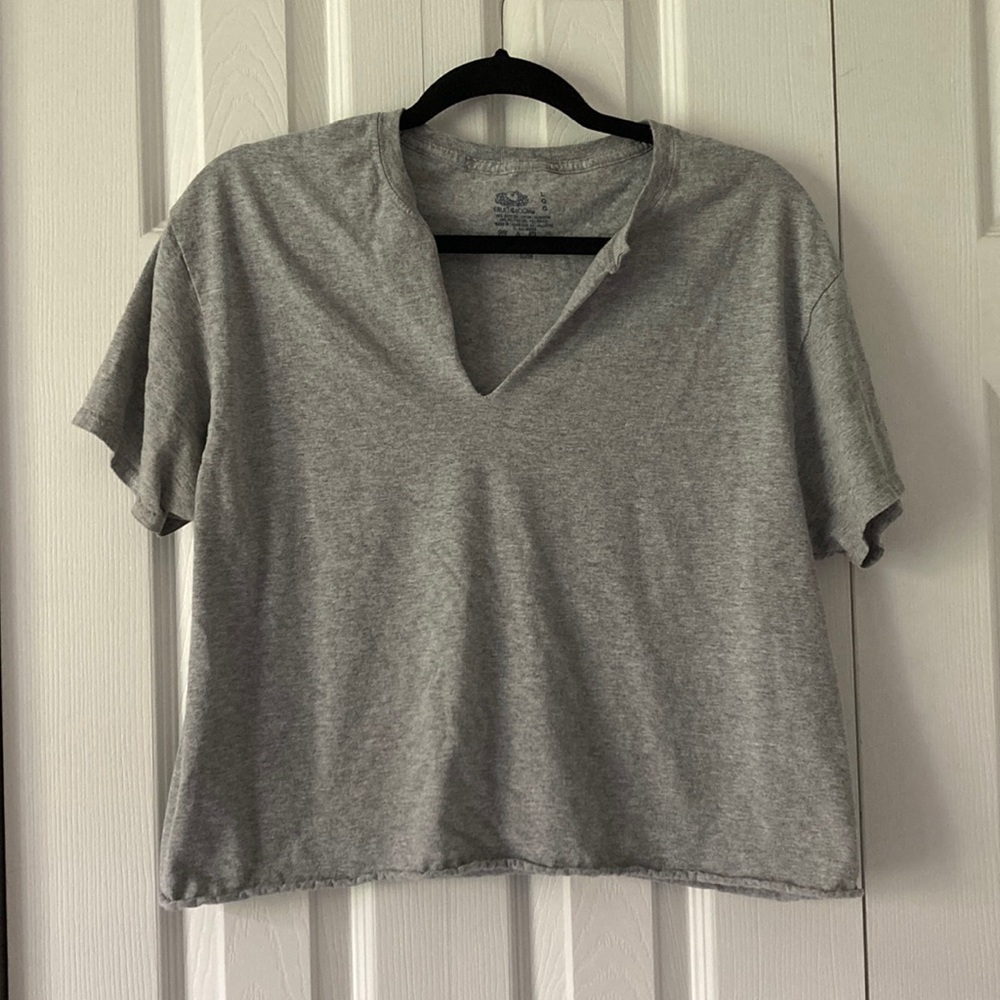 💚 5 for $15! 💚 DIY Gray Fruit of the Loom Short Sleeve Crop Tee